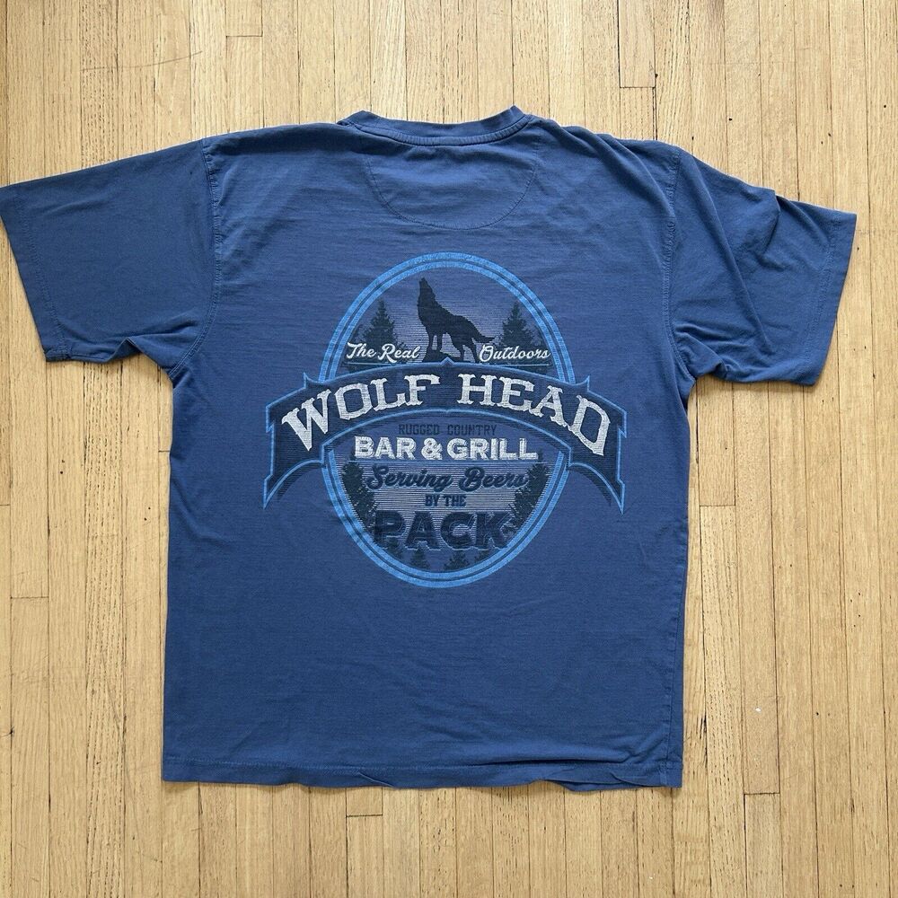 Wolf Head Beer T shirt Sz Large Blue